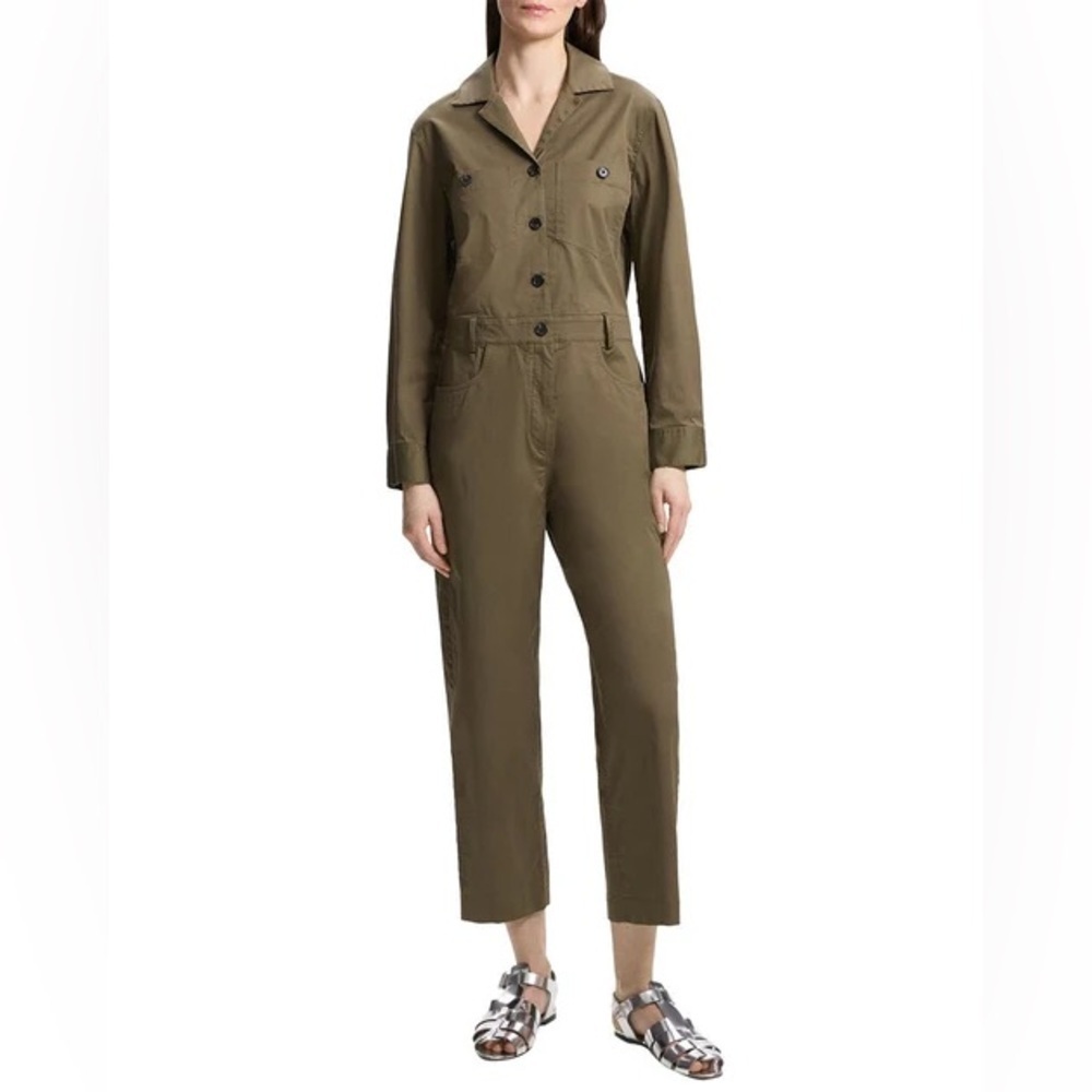 Theory Casual Slim Jumpsuit Dark Olive Business Casual Boho Women’s Size 4